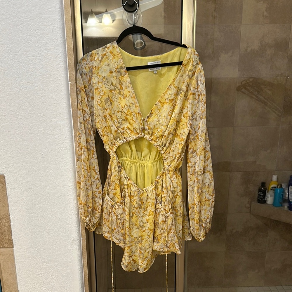 Yellow Floral Cutout romper